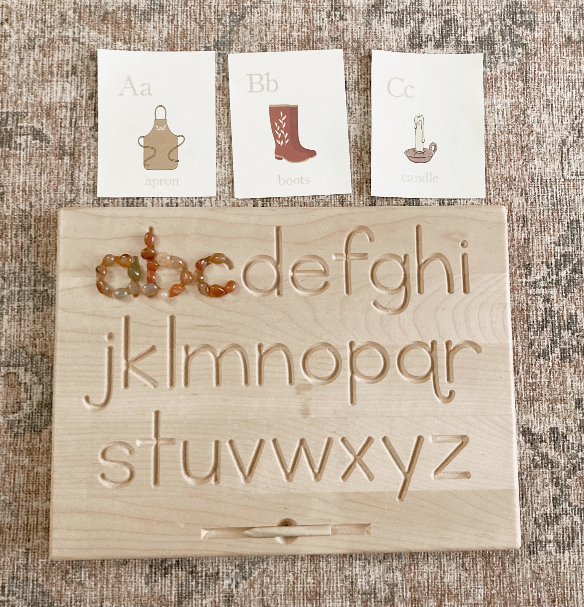 Wooden Alphabet Tracing Board, Double-Sided Wood Letters Tracing
